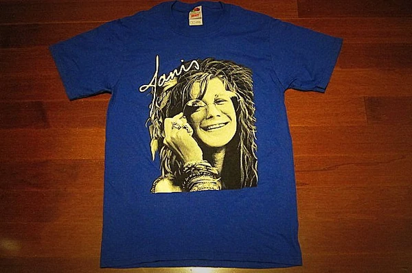 JANIS JOPLIN- Up Close-Unisex T-shirt - Color >> Navy Blue